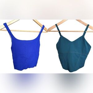 Set of 2 XS Longline Sports Bras: Carbon 38 Blue Rib, NWOT Terez Teal
